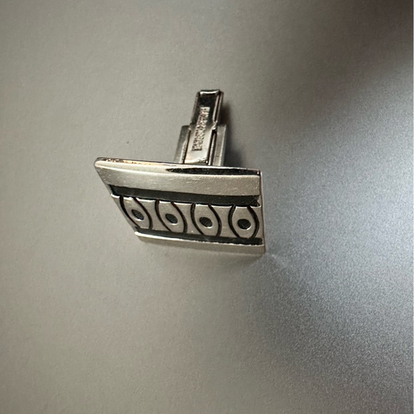 Cuff links and tie clip in silver Native American design. 3 piece vintage set - Picture 3 of 15